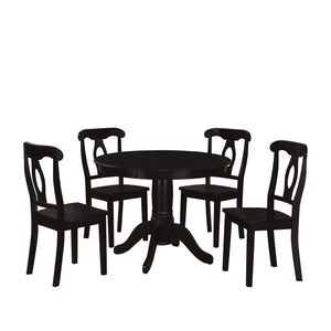 DHP Aubrey 5-Piece Traditional Pedestal Dining Set - Black