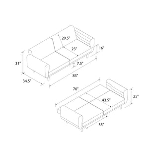 DHP Daylen Mid-Century Futon Sofa Bed - Blue - 2-Seater