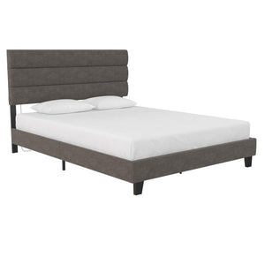 RealRooms Paloma Upholstered Bed with USB - Dark Gray - Queen