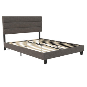 RealRooms Paloma Upholstered Bed with USB - Dark Gray - Queen