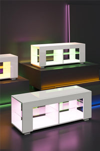 NTense LED TV Stand with Glass Shelves for TVs up to 55" - White