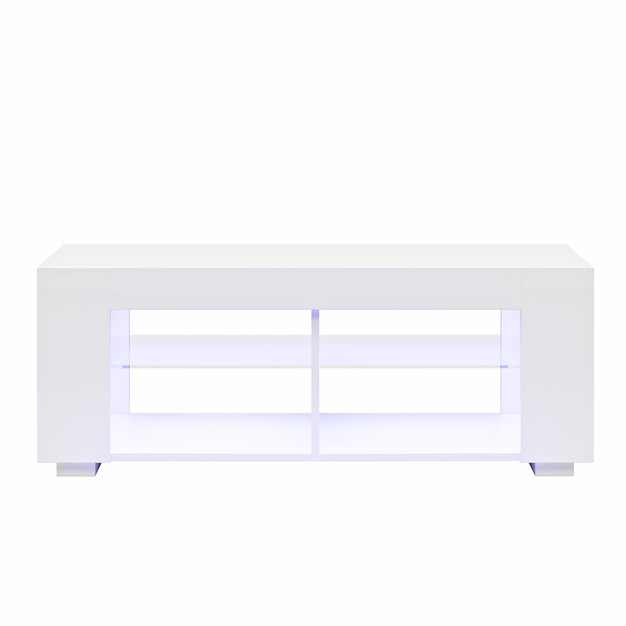 NTense LED TV Stand with Glass Shelves for TVs up to 55" - White
