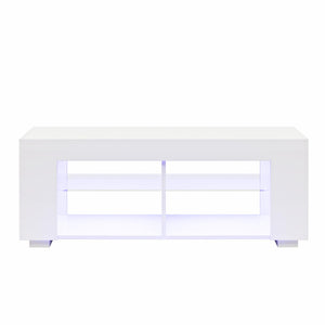 NTense LED TV Stand with Glass Shelves for TVs up to 55" - White