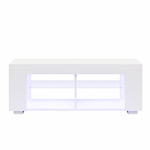 NTense LED TV Stand with Glass Shelves for TVs up to 55" - White