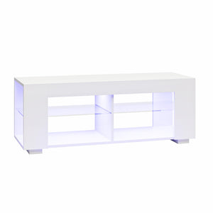 NTense LED TV Stand with Glass Shelves for TVs up to 55" - White