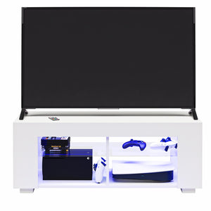 NTense LED TV Stand with Glass Shelves for TVs up to 55" - White