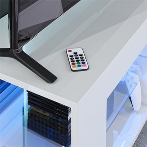 NTense LED TV Stand with Glass Shelves for TVs up to 55" - White