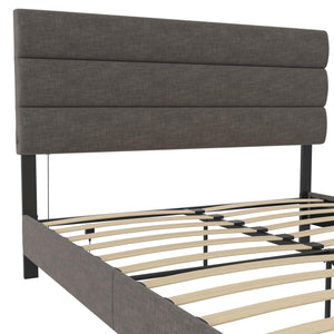 RealRooms Paloma Upholstered Bed with USB - Dark Gray - Queen