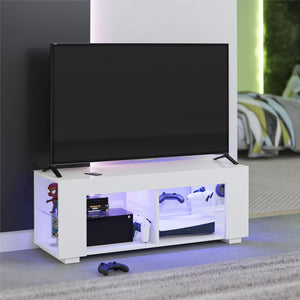 NTense LED TV Stand with Glass Shelves for TVs up to 55" - White