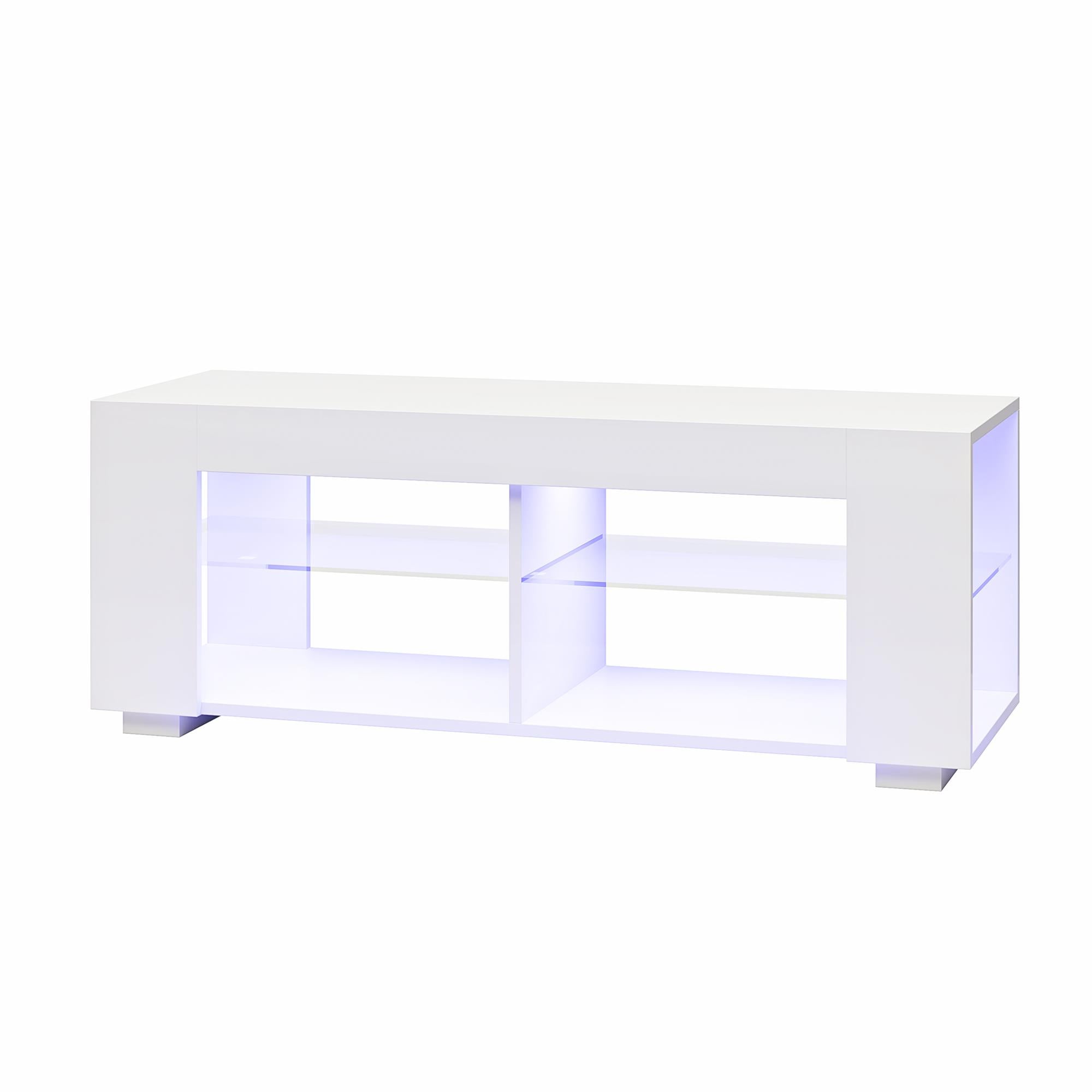 NTense LED TV Stand with Glass Shelves for TVs up to 55" - White