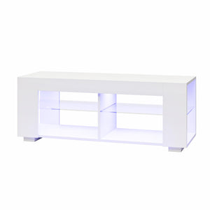 NTense LED TV Stand with Glass Shelves for TVs up to 55" - White
