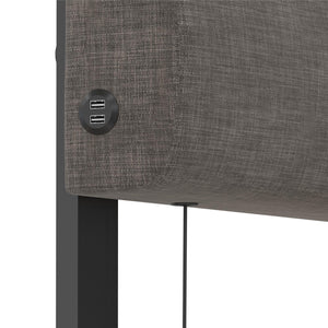 RealRooms Paloma Upholstered Bed with USB - Dark Gray - Queen
