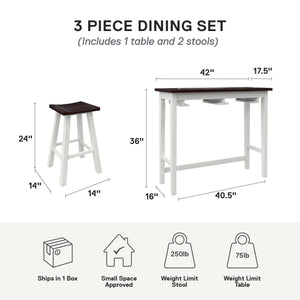 DHP Bryna 3-Piece Dining Set - White