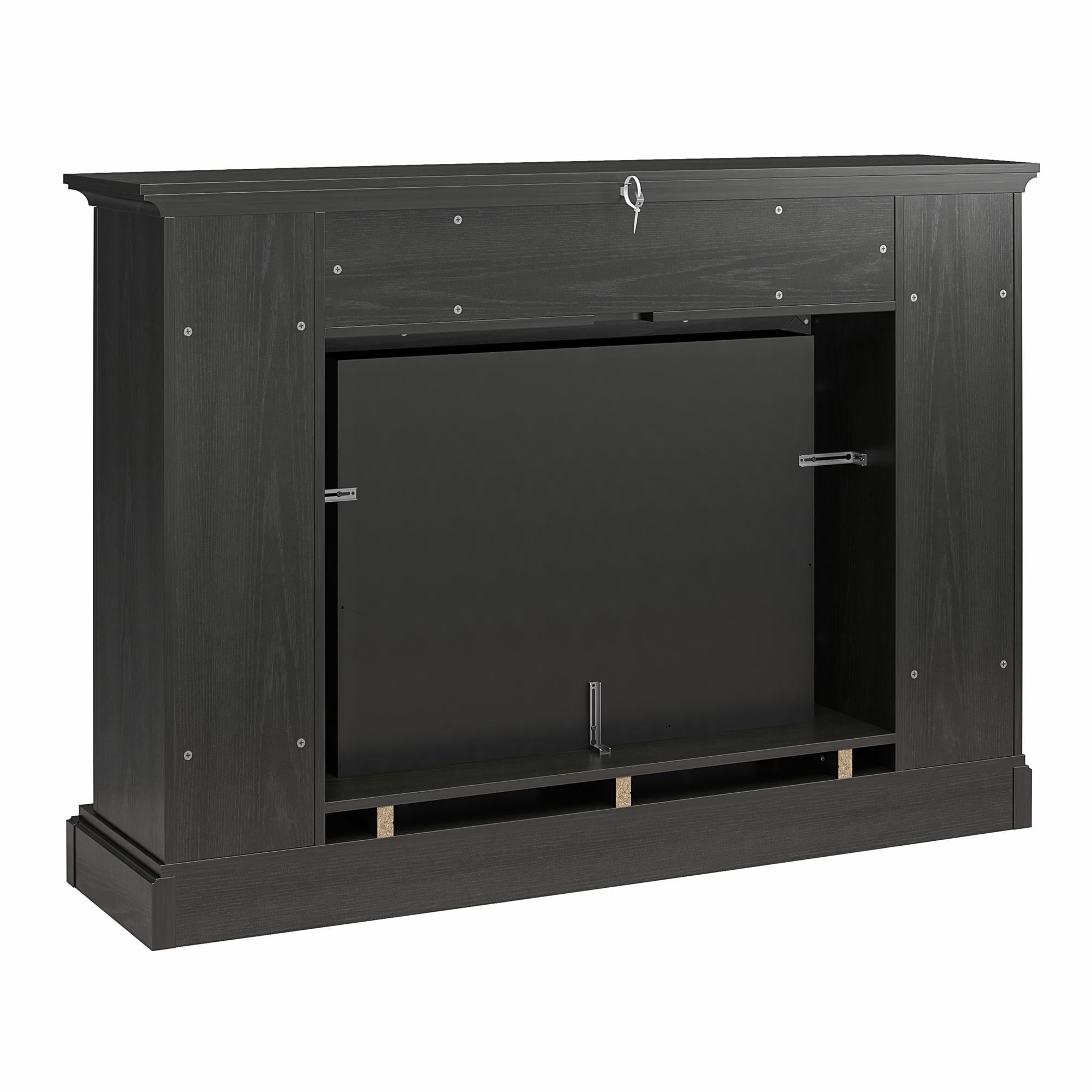 Ameriwood Home Pendleton Multi-Colored Electric Fireplace Mantel TV Stand with Storage for TVs up to 65" - Black Oak