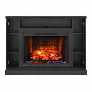 Ameriwood Home Pendleton Multi-Colored Electric Fireplace Mantel TV Stand with Storage for TVs up to 65" - Black Oak