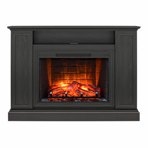 Ameriwood Home Pendleton Multi-Colored Electric Fireplace Mantel TV Stand with Storage for TVs up to 65" - Black Oak