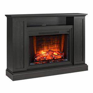 Ameriwood Home Pendleton Multi-Colored Electric Fireplace Mantel TV Stand with Storage for TVs up to 65" - Black Oak