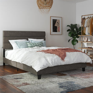 RealRooms Paloma Upholstered Bed with USB - Dark Gray - Queen