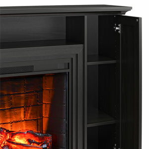 Ameriwood Home Pendleton Multi-Colored Electric Fireplace Mantel TV Stand with Storage for TVs up to 65" - Black Oak