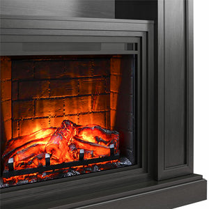 Ameriwood Home Pendleton Multi-Colored Electric Fireplace Mantel TV Stand with Storage for TVs up to 65" - Black Oak