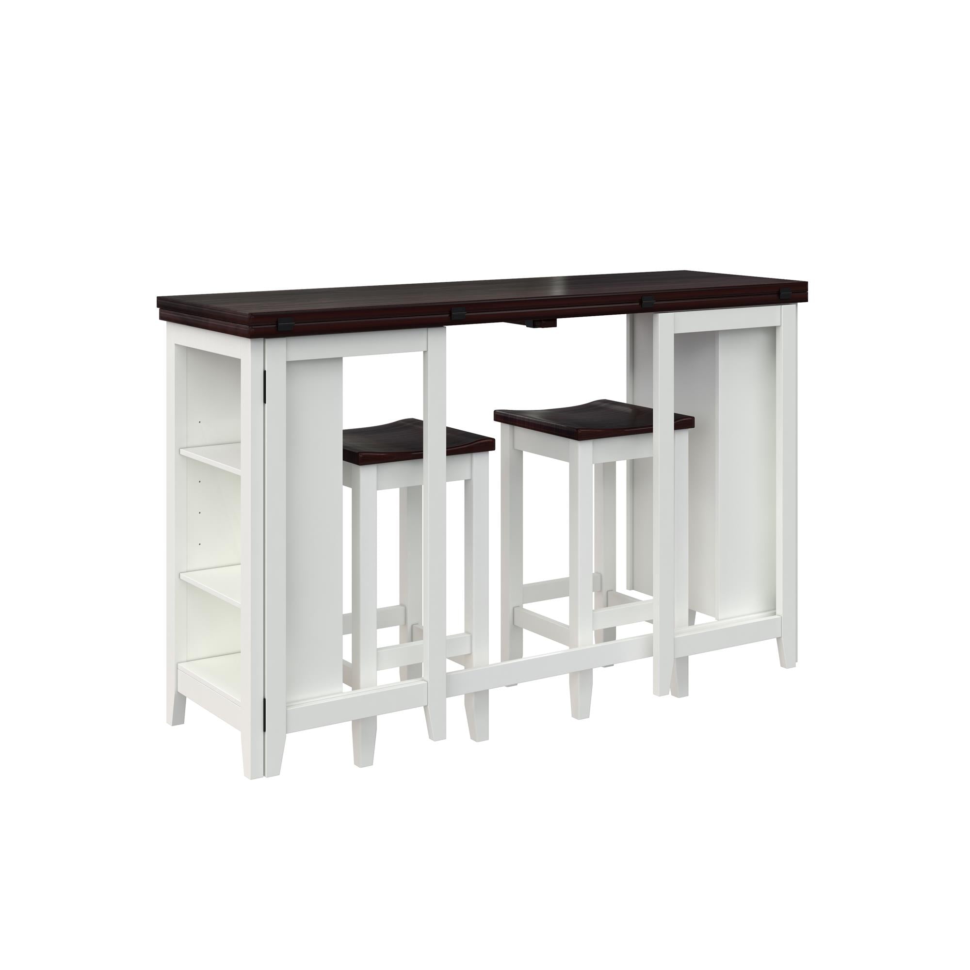 DHP Jorden 3 Piece Counter Height Drop-Leaf Dining Set - Walnut / White