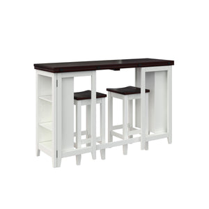 DHP Jorden 3 Piece Counter Height Drop-Leaf Dining Set - Walnut / White