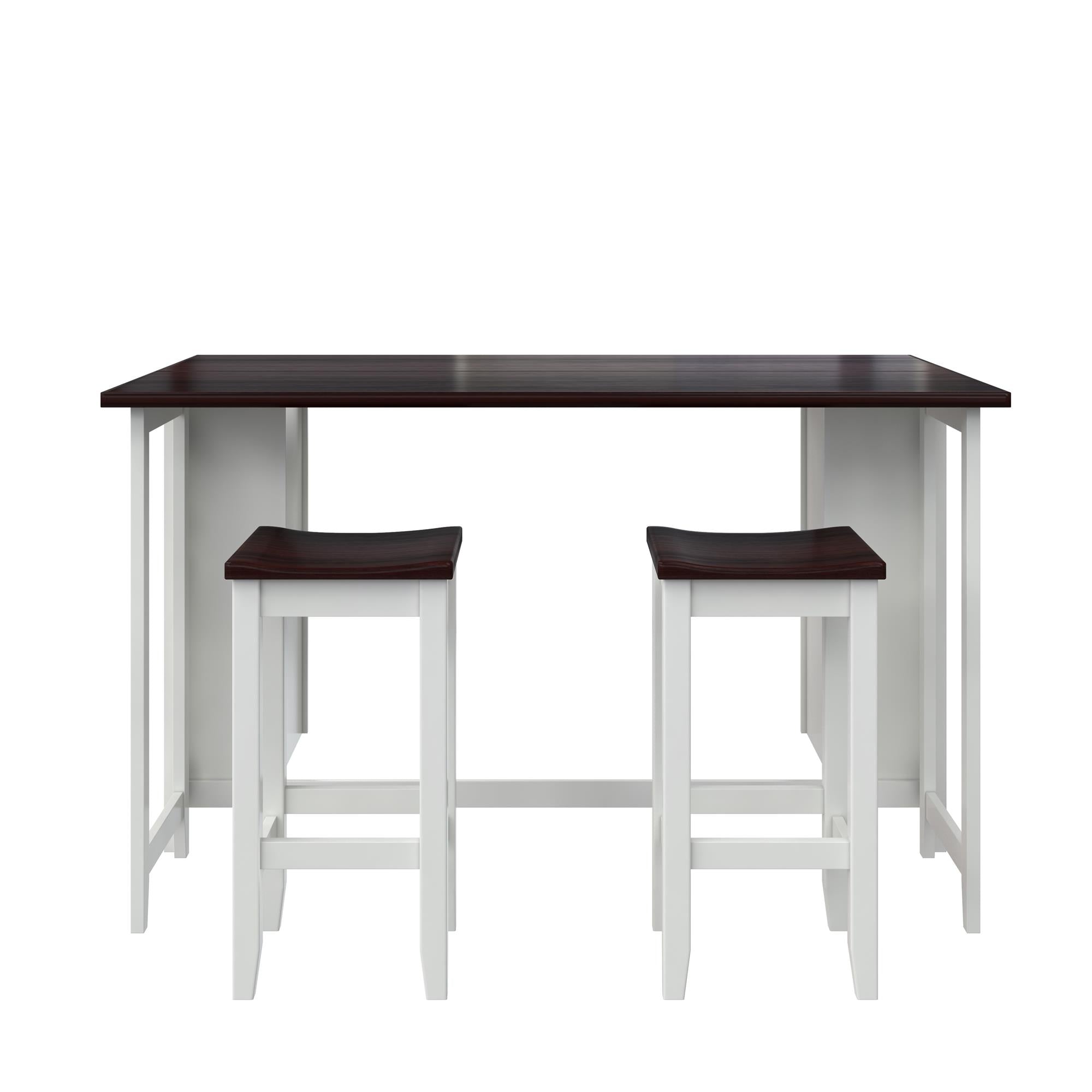 DHP Jorden 3 Piece Counter Height Drop-Leaf Dining Set - Walnut / White