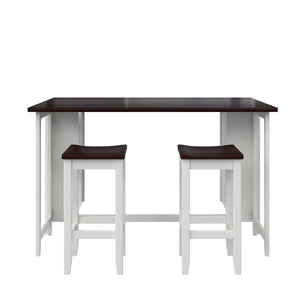 DHP Jorden 3 Piece Counter Height Drop-Leaf Dining Set - Walnut / White