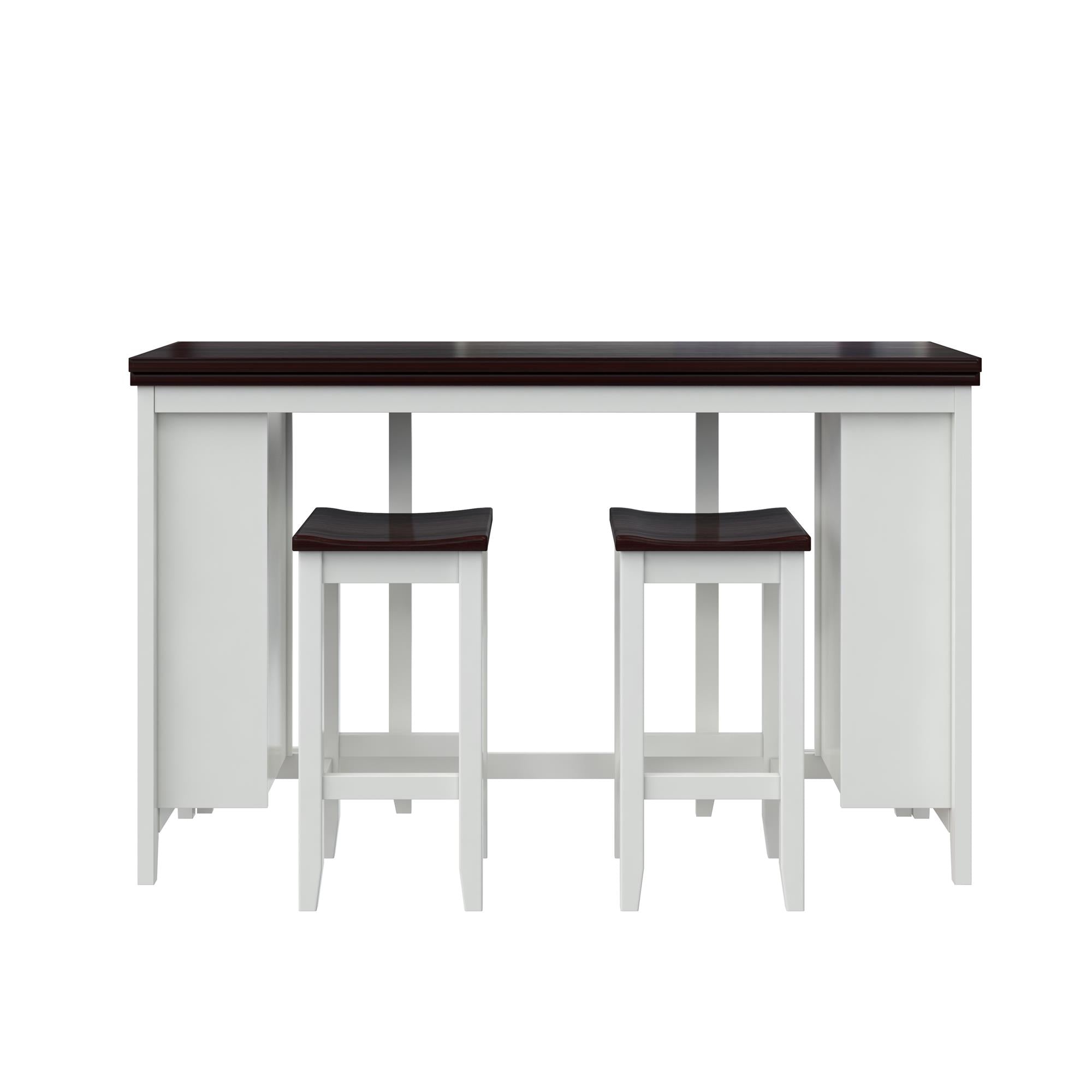 DHP Jorden 3 Piece Counter Height Drop-Leaf Dining Set - Walnut / White