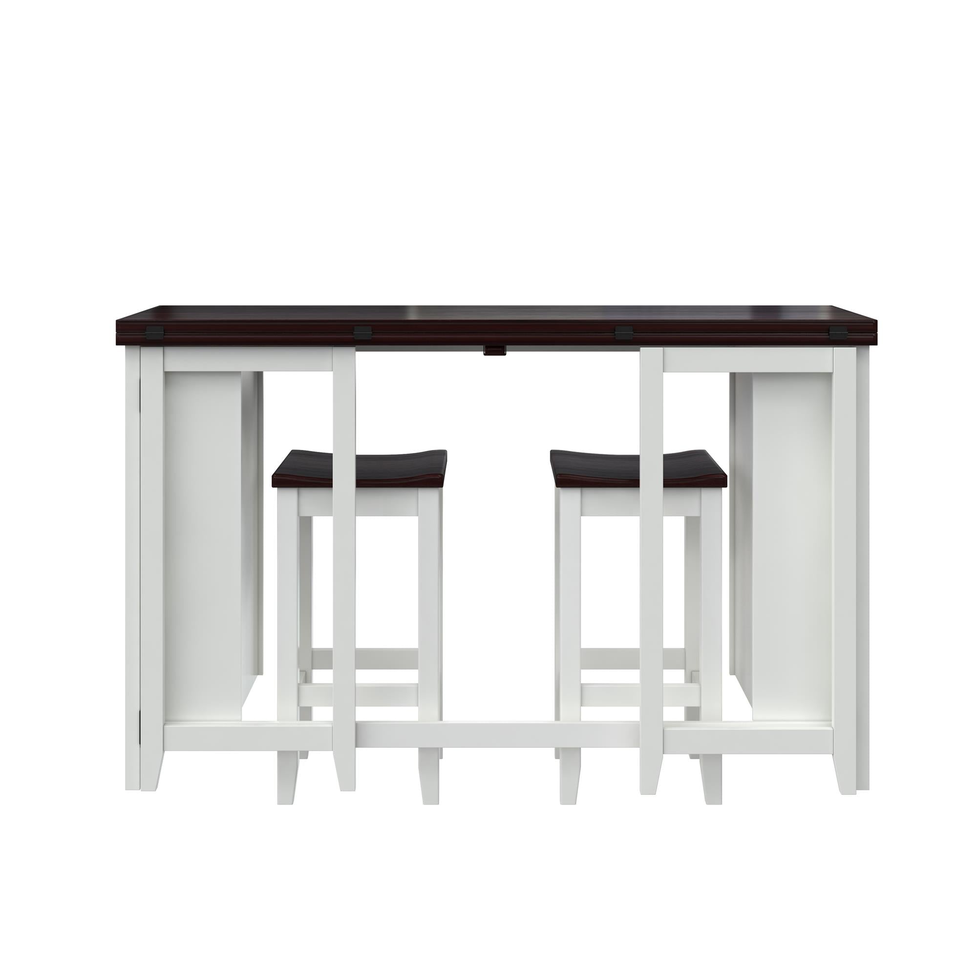 DHP Jorden 3 Piece Counter Height Drop-Leaf Dining Set - Walnut / White