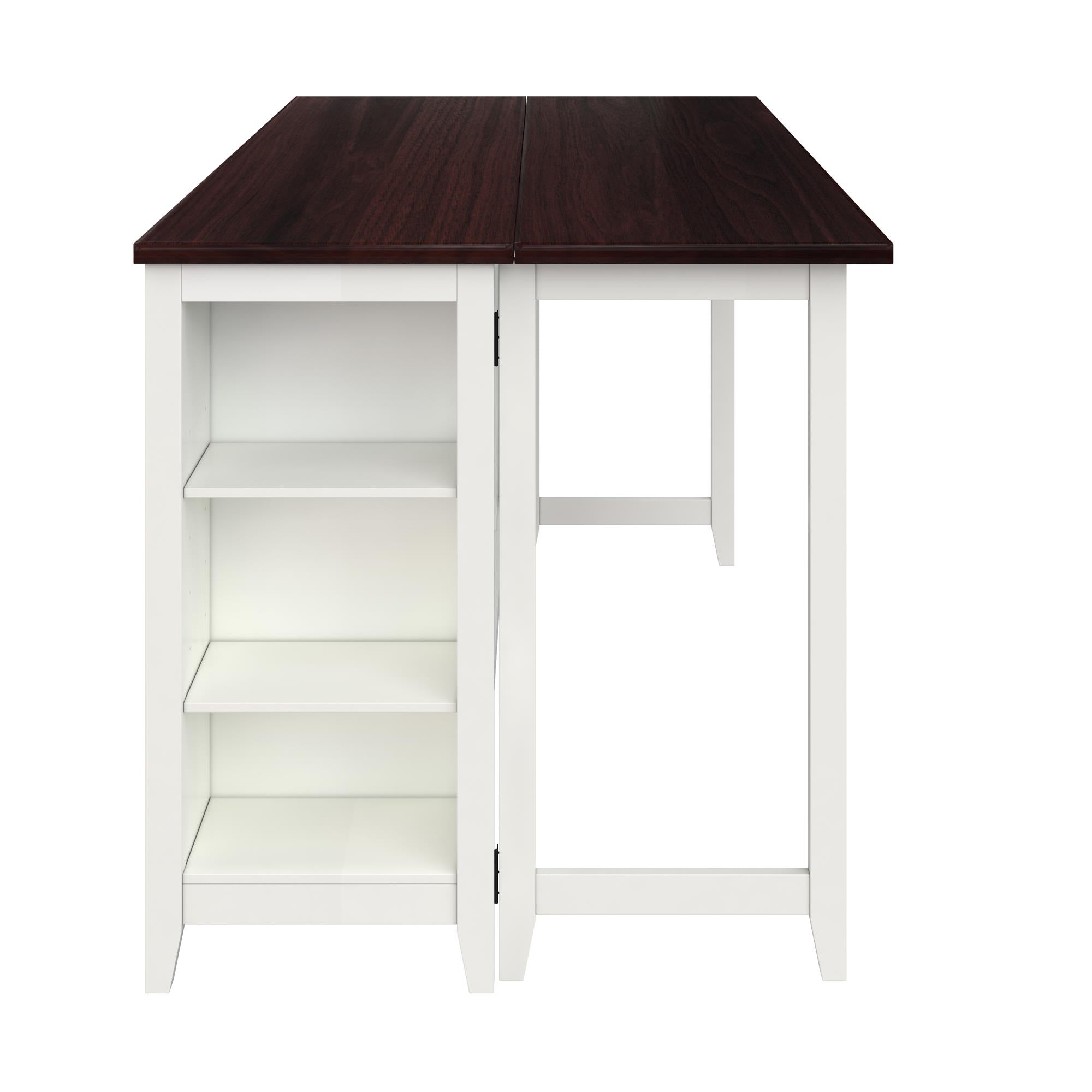 DHP Jorden 3 Piece Counter Height Drop-Leaf Dining Set - Walnut / White
