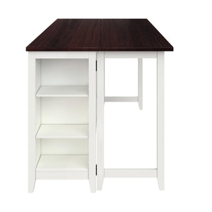 DHP Jorden 3 Piece Counter Height Drop-Leaf Dining Set - Walnut / White