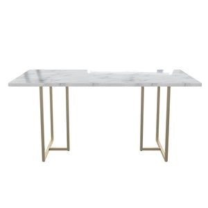 CosmoLiving Astor Dining Table, White Marble Top with Gold Legs  - White marble