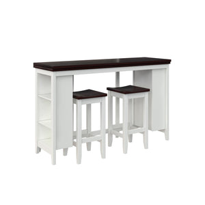 DHP Jorden 3 Piece Counter Height Drop-Leaf Dining Set - Walnut / White