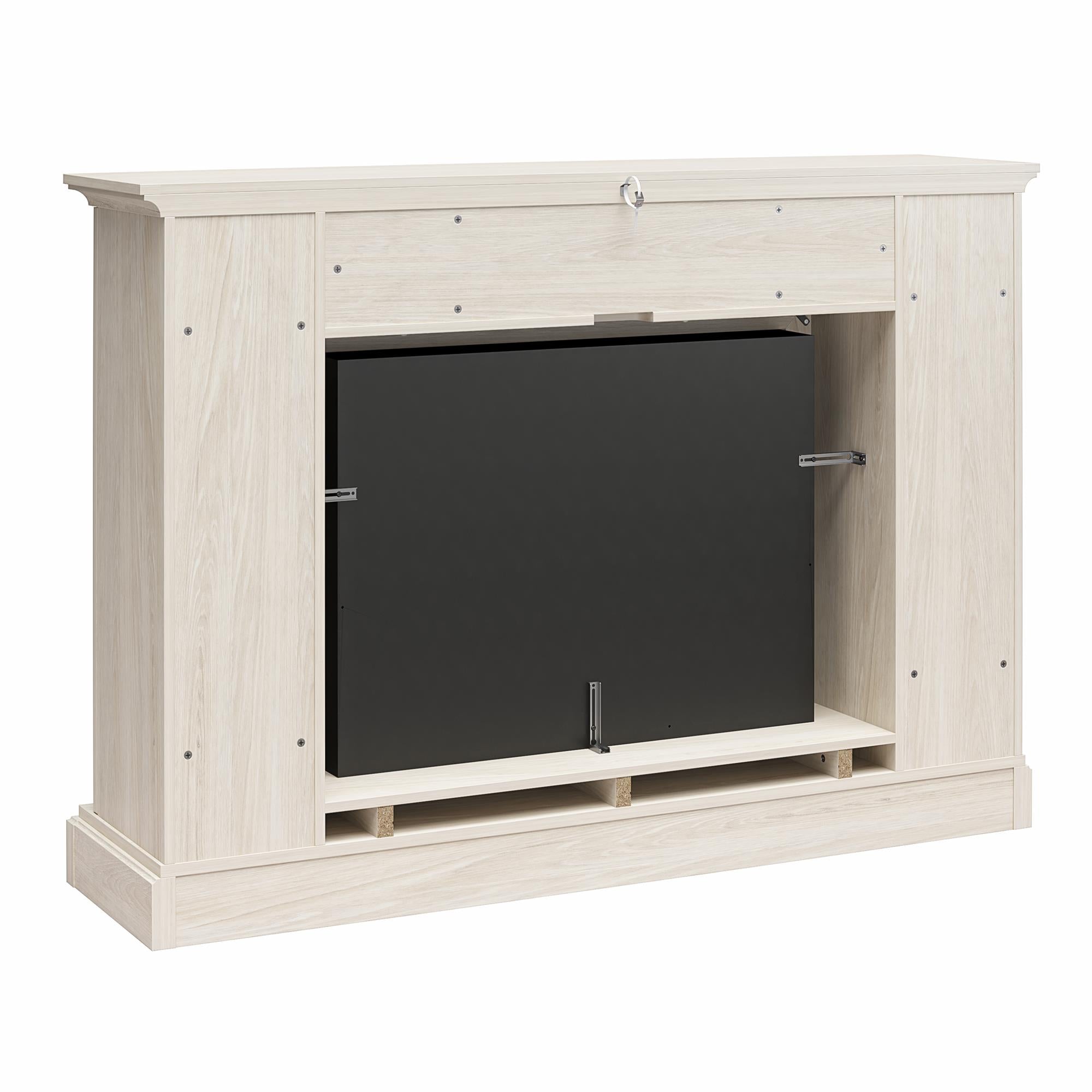 Ameriwood Home Pendleton Multi-Colored Electric Fireplace Mantel TV Stand with Storage for TVs up to 65" - White Oak
