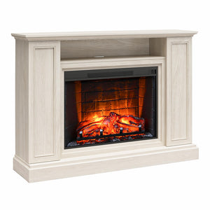 Ameriwood Home Pendleton Multi-Colored Electric Fireplace Mantel TV Stand with Storage for TVs up to 65" - White Oak