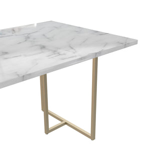 CosmoLiving Astor Dining Table, White Marble Top with Gold Legs  - White marble