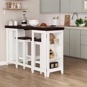DHP Jorden 3 Piece Counter Height Drop-Leaf Dining Set - Walnut / White