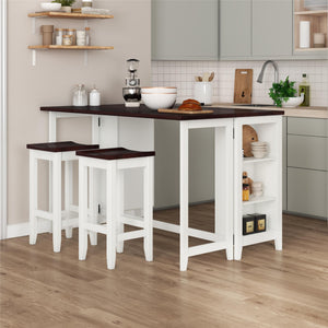 DHP Jorden 3 Piece Counter Height Drop-Leaf Dining Set - Walnut / White