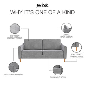 Mr. Kate Moon 73.5" Upholstered Sofa with Curved Back  - Gray - 3-Seater