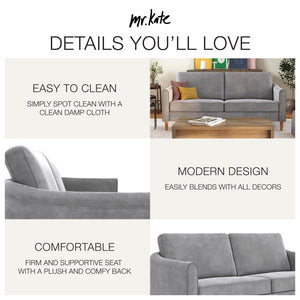 Mr. Kate Moon 73.5" Upholstered Sofa with Curved Back  - Gray - 3-Seater