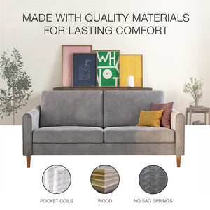 Mr. Kate Moon 73.5" Upholstered Sofa with Curved Back  - Gray - 3-Seater