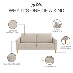 Mr. Kate Moon 73.5" Upholstered Sofa with Curved Back  - Ivory - 3-Seater