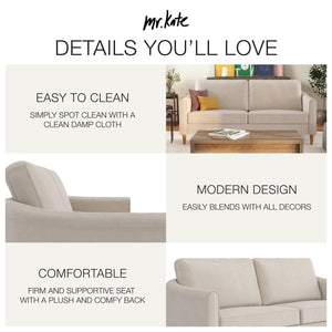 Mr. Kate Moon 73.5" Upholstered Sofa with Curved Back  - Ivory - 3-Seater