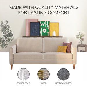 Mr. Kate Moon 73.5" Upholstered Sofa with Curved Back  - Ivory - 3-Seater