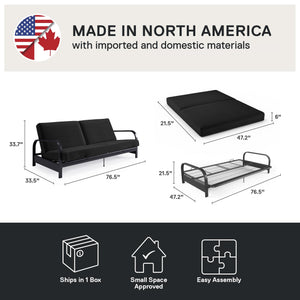 DHP Futon Set with Metal Frame and 6" Spring Mattress - Black