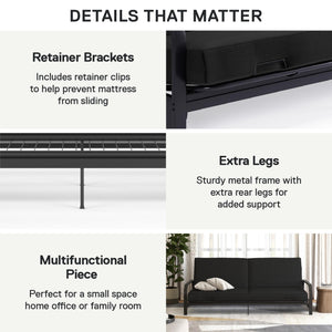DHP Futon Set with Metal Frame and 6" Spring Mattress - Black