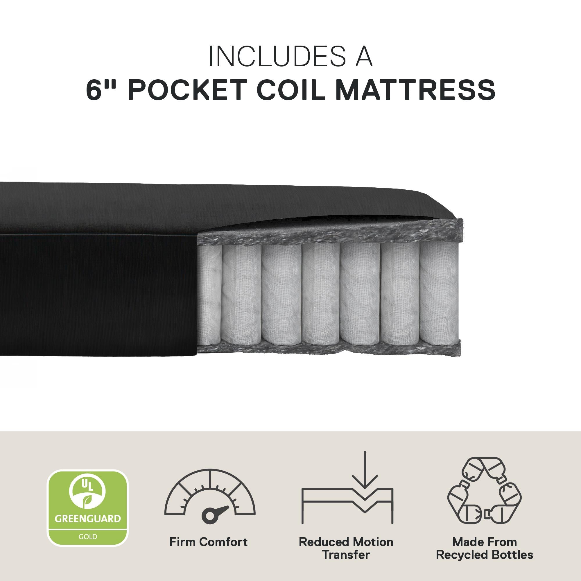 DHP Futon Set with Metal Frame and 6" Spring Mattress - Black