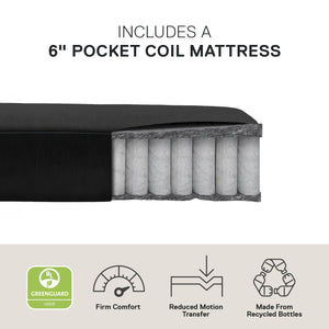 DHP Futon Set with Metal Frame and 6" Spring Mattress - Black