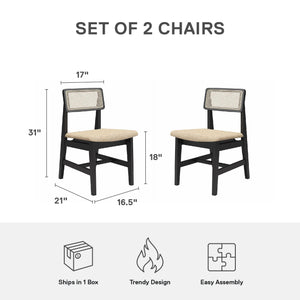 DHP Eleni Cane Dining Chairs, Set of 2 - Cream/Black - Set of 2
